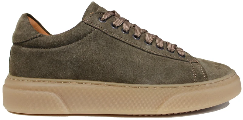 |SNEAKER UOMO CAMOSCIO VERDONE SUOLA NOCCIOLA|