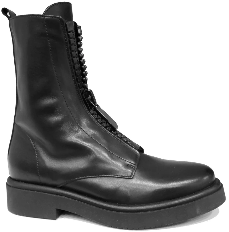 |ANFIBIO DONNA ZIP PELLE NERA|