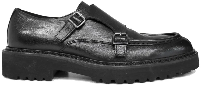 |DOPPIA FIBBIA UOMO PELLE NERA|