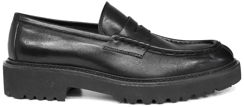 |MOCASSINO UOMO SUOLA CARRARMATO PELLE NERA|