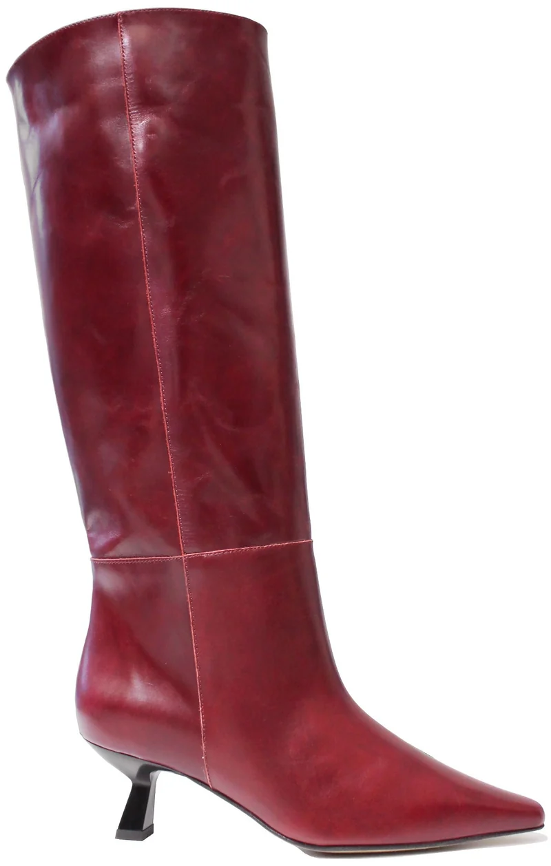 |STIVALE DONNA TACCO KITTEN PELLE BORDEAUX|
