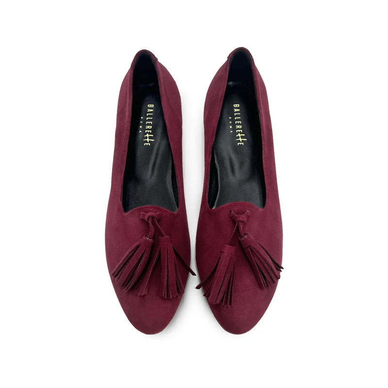 Mocassini donna bordeaux con nappine