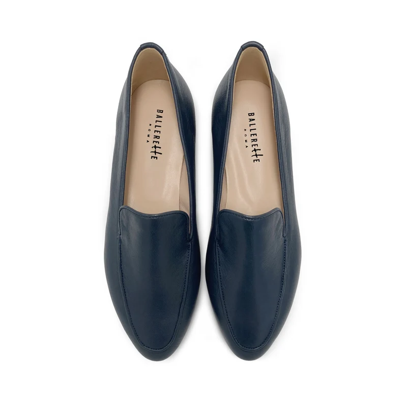 Mocassini da donna blu in pelle