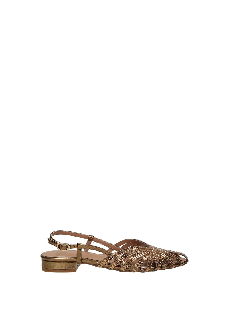 Décolleté slingback donna in PU metallizzato varii con tacco medio