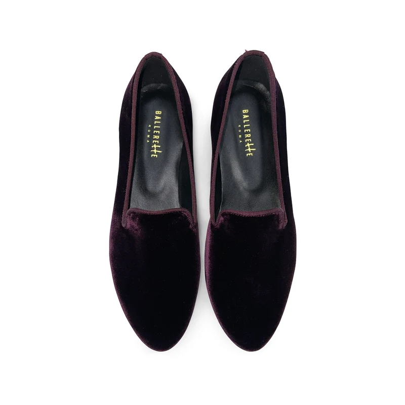 Slippers da donna bordeaux in velluto