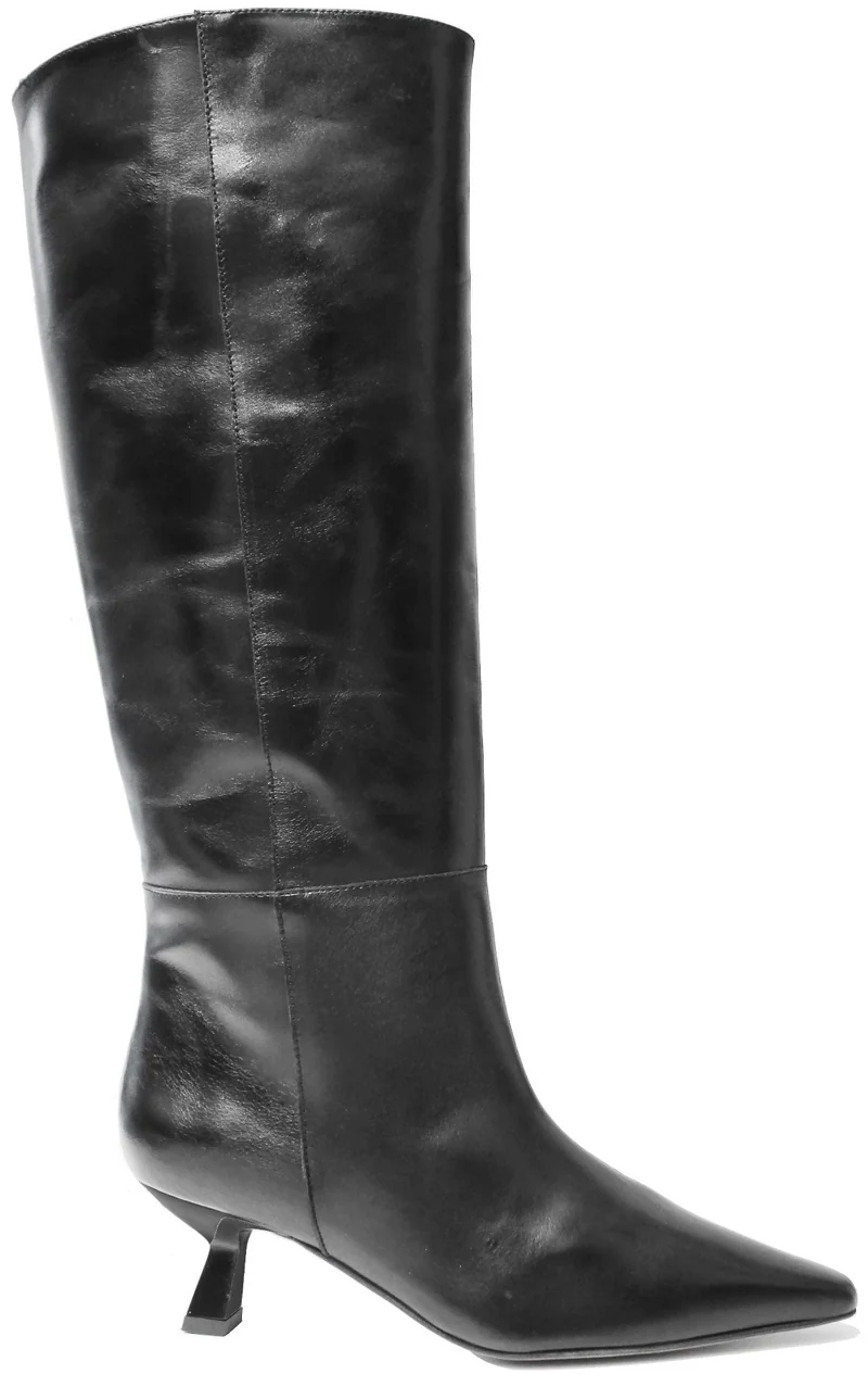 |STIVALE DONNA TACCO KITTEN PELLE NERA|
