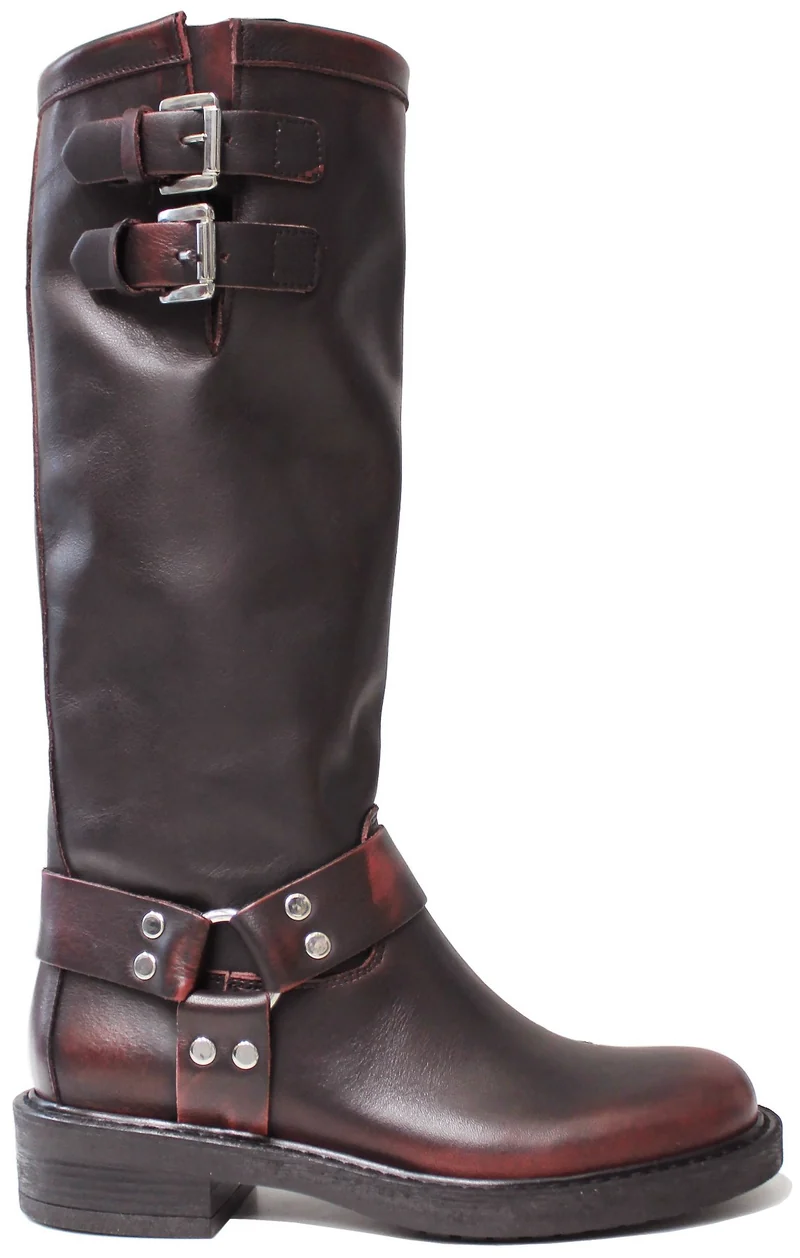 |STIVALE DONNA FIBBIA PELLE BORDEAUX|
