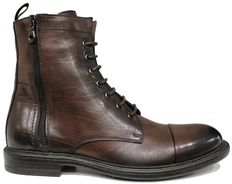 |STIVALETTO UOMO STRINGATO PELLE TESTA DI MORO|