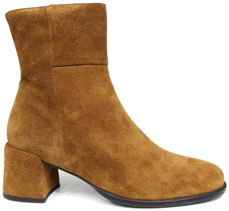 |TRONCHETTO DONNA TACCO LARGO CAMOSCIO CUOIO|