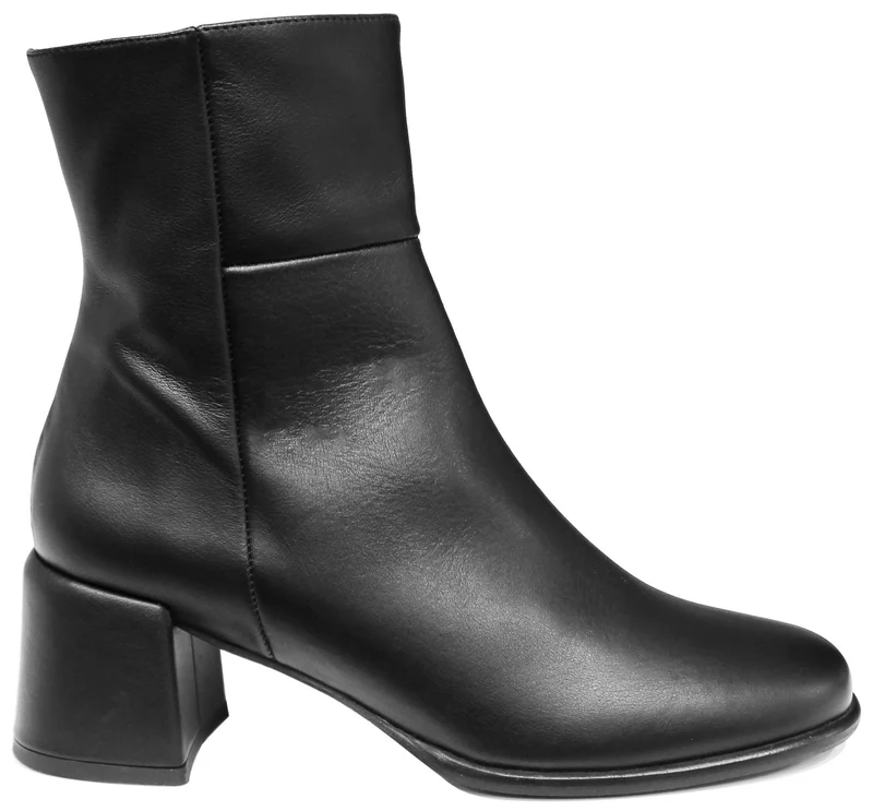 |TRONCHETTO DONNA TACCO LARGO PELLE NERA|
