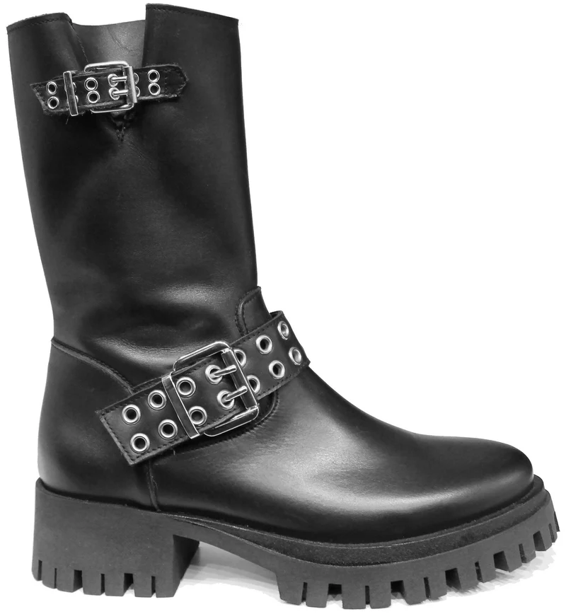 |ANFIBIO DONNA BORCHIATO PELLE NERA|