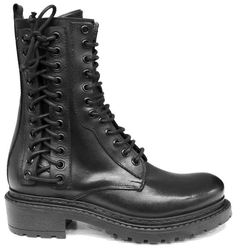 |ANFIBIO DONNA LACCI LATERALI PELLE NERA|