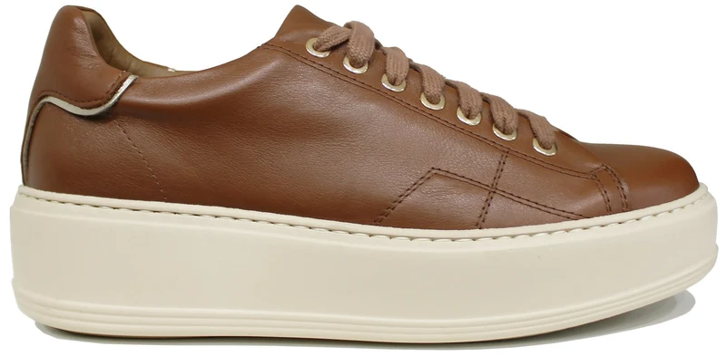 SNEAKER DONNA PELLE CUOIO SUOLA BEIGE
