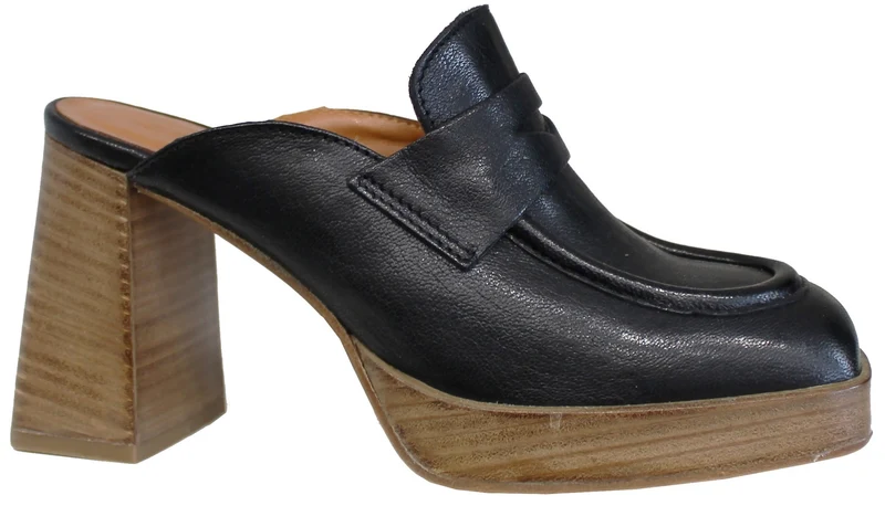 |SABOT DONNA CON TACCO ACS PELLE NERA|
