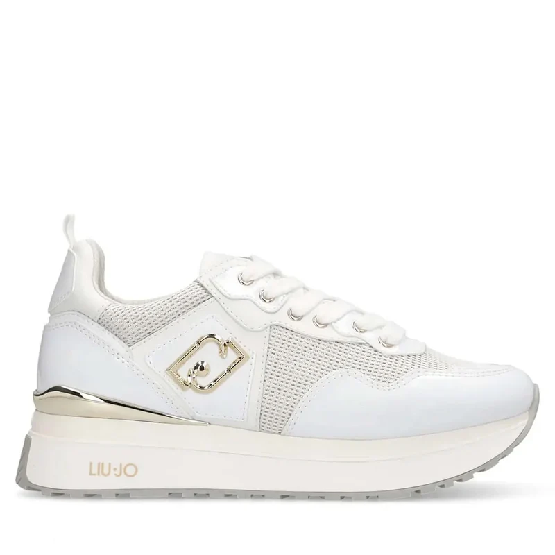 Sneakers Platform Donna LIU JO Maxi Wonder 01 in Pelle e Mesh Bianco con Glitter