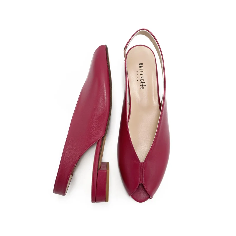 Slingback open toe fucsia in pelle