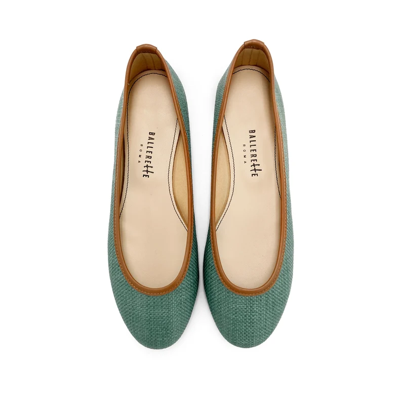 Ballerine estive verdi in rafia