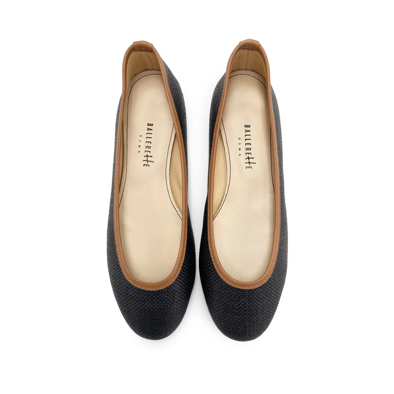 Ballerine estive nere in rafia