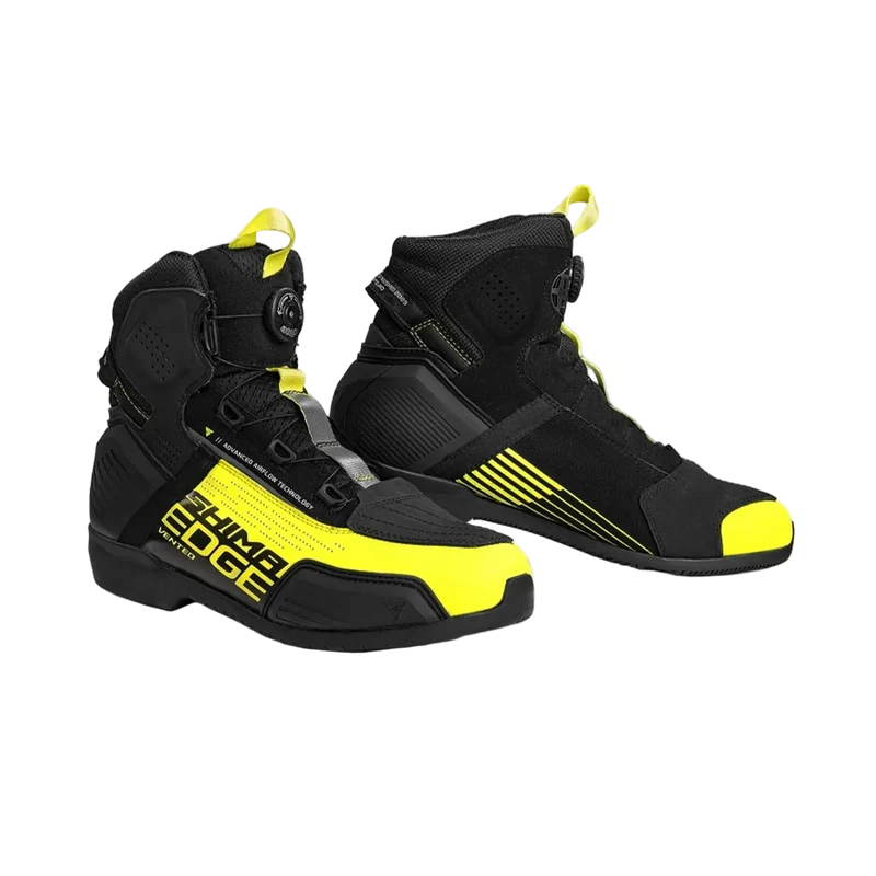 SHIMA EDGE VENTED STIVALI DI MOTO UOMO NERO GIALLO FLUO