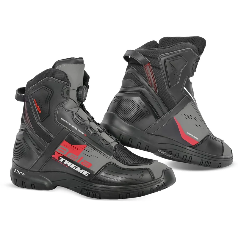 BELA EXTREME FORCE URBANO STIVALI DI MOTO NERO GRIGIO ROSSO