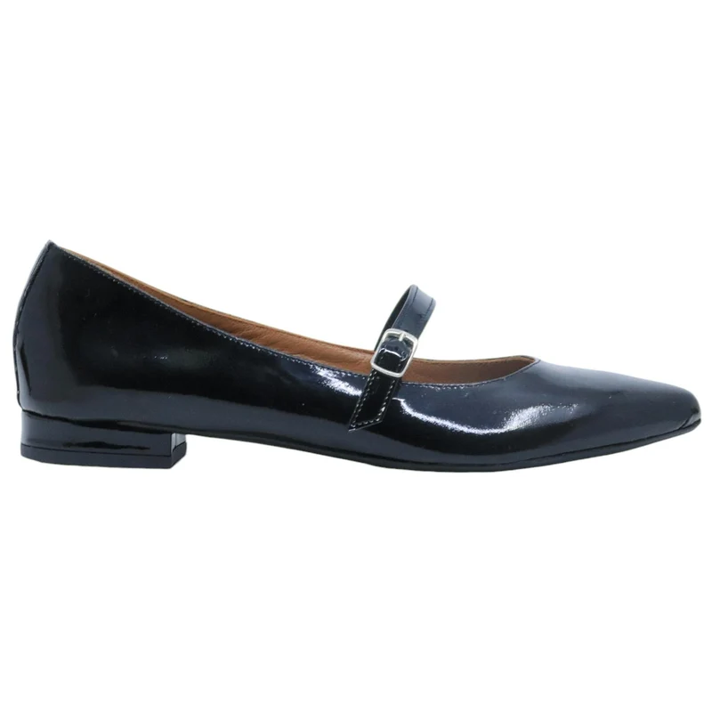 Jaffè 605 ballerina donna in vernice nera con cinturino