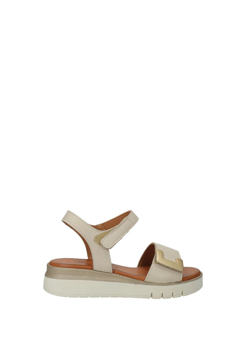 Sandali Donna Vera Pelle Zeppa Media Beige