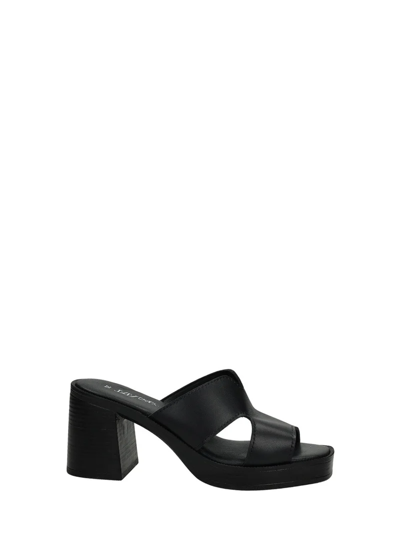 Sandali Donna Vera Pelle Tacco Medio Black / Brown