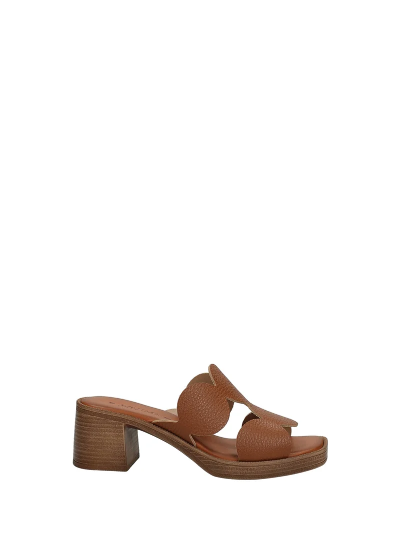 Sandali Donna Vera Pelle Tacco Medio Brown / Platinum