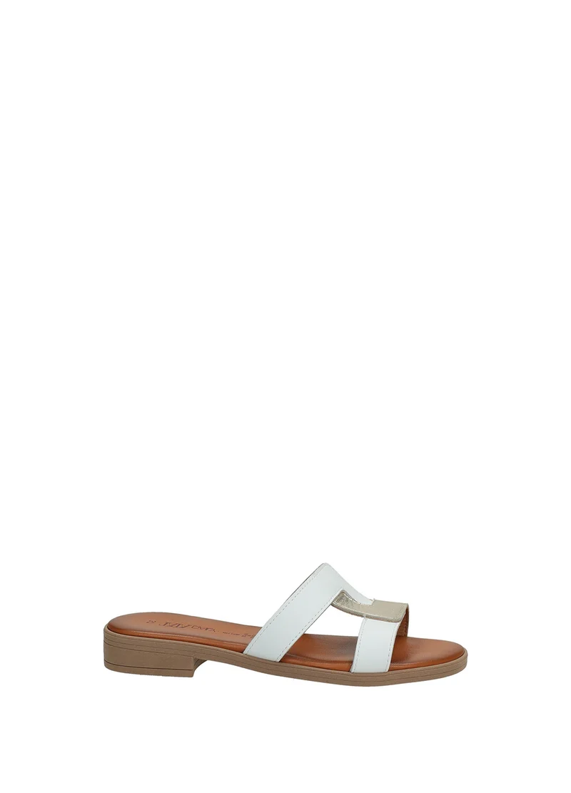 Sandali Donna Vera Pelle Suola Gomma White/Platinum