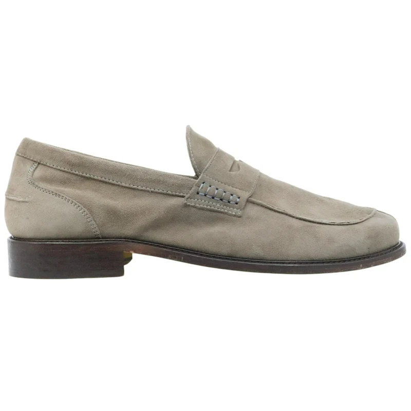 Antica Cuoieria 22489 mocassino uomo in camoscio grigio elegante Made in Italy