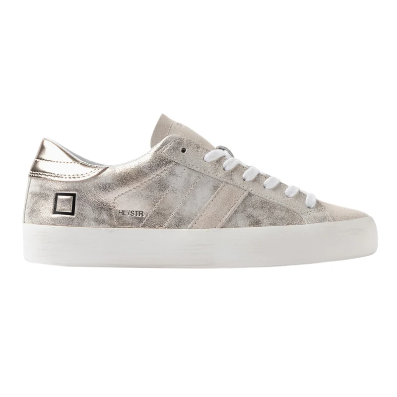 D.A.T.E. Hill Low Stardust Platinum HL-ST-PL sneaker donna in morbida pelle platino