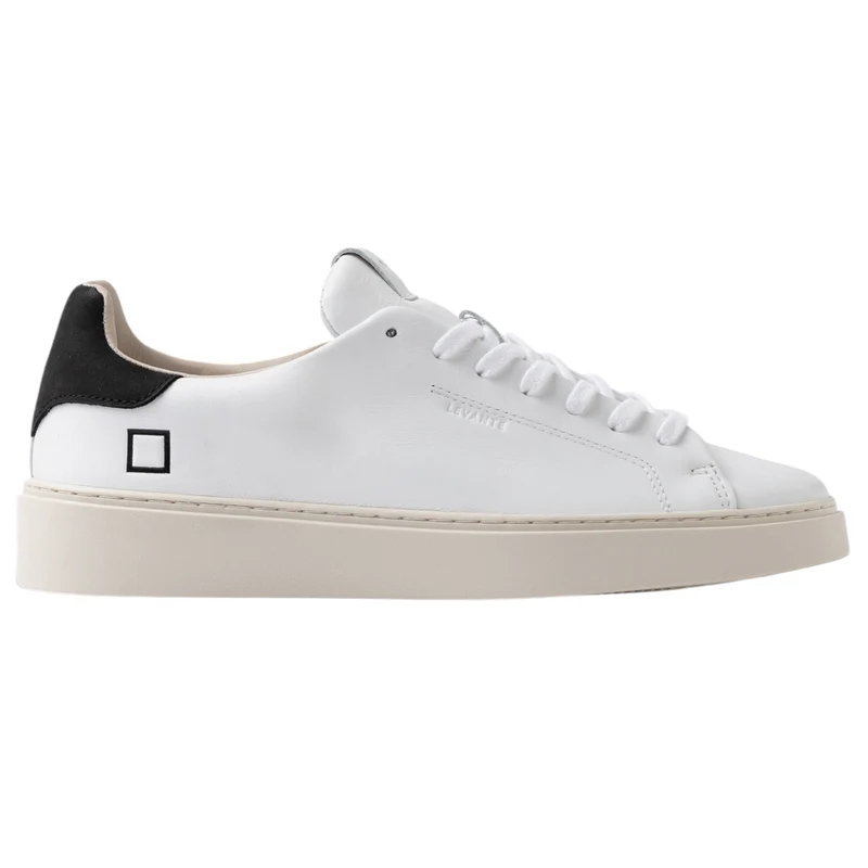 DATE Levante Calf White Black LV-CA-WB sneaker uomo in pelle bianca con talloncino nero