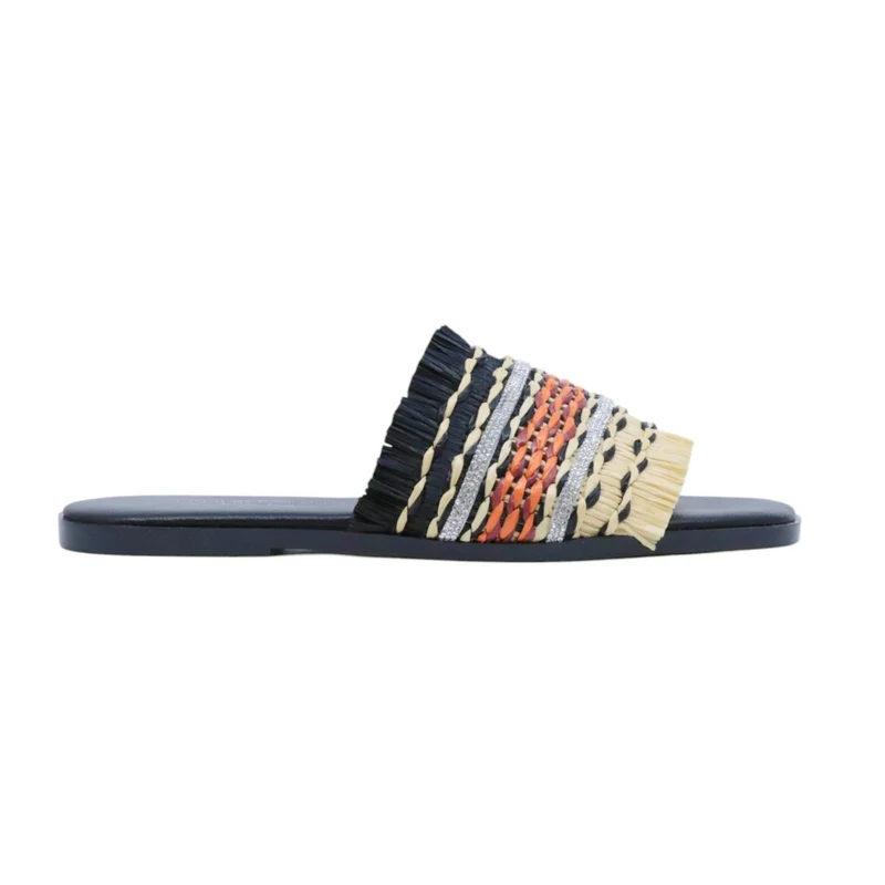 Verderosamarino 3913 ciabatta donna nera con fascia intrecciata