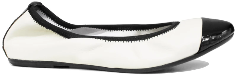 BALLERINA DONNA BICOLORE PELLE PANNA/NERO