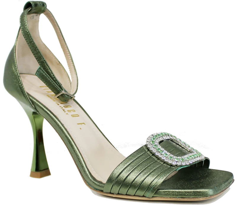 |SANDALO DONNA ACCESSORIATO PELLE VERDE|