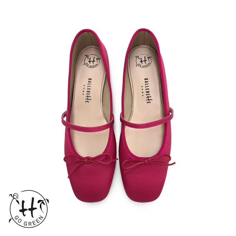 TT Go Green Collection - Ballerine Mary Jane fucsia in raso eco