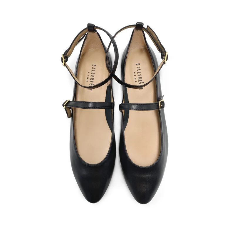 Ballerine Mary Jane nere con cinturini