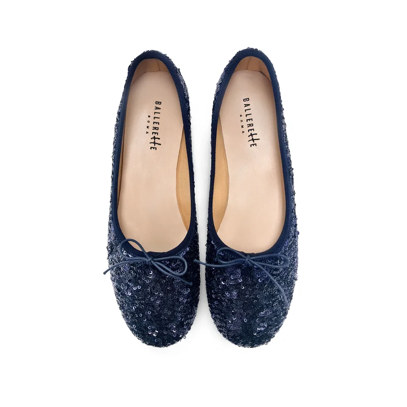 Ballerine accollate con paillettes blu