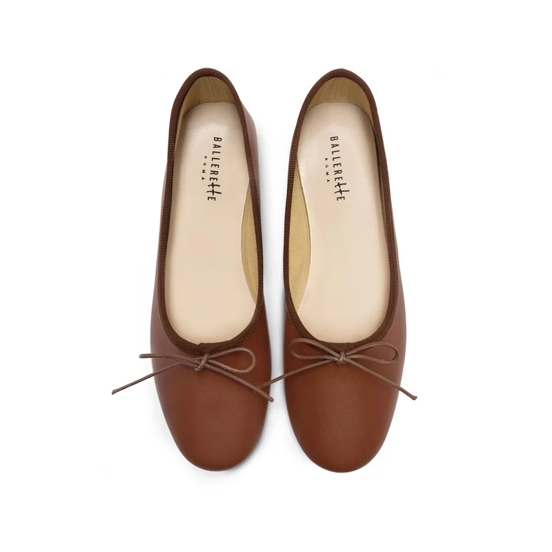 Ballerine "glove shoes" marroni accollate in pelle