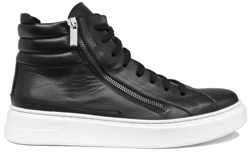|SNEAKER ALTA UOMO PELLE NERA|