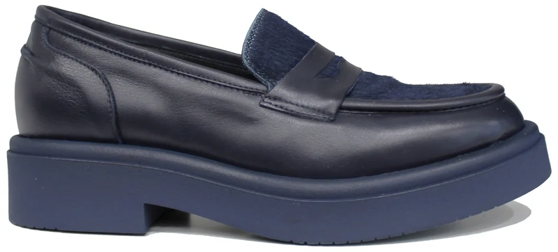 |MOCASSINO DONNA CAVALLINO PELLE BLU|