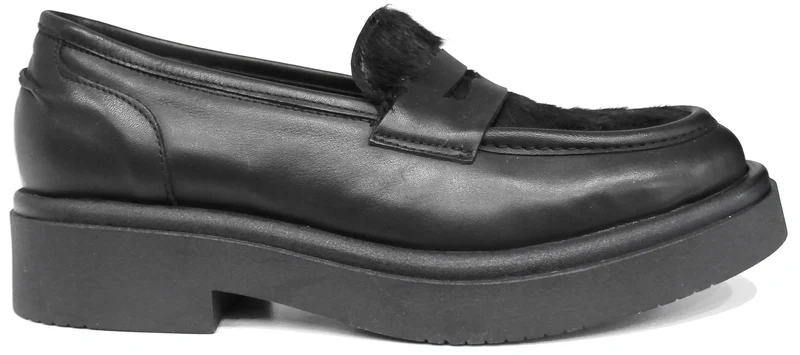 |MOCASSINO DONNA CAVALLINO PELLE NERA|