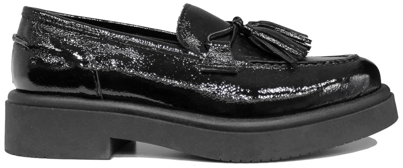 |MOCASSINO DONNA FIOCCO PELLE LUCIDA NERA|