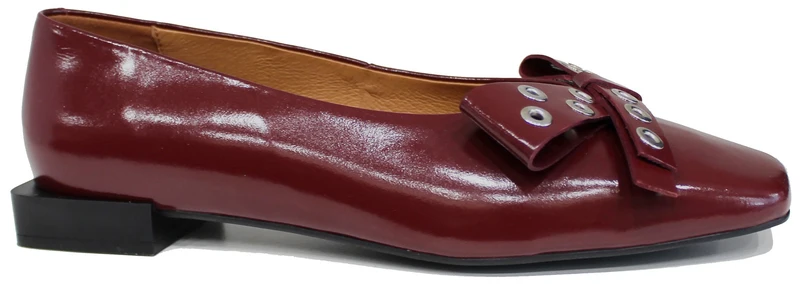 |BALLERINA FIOCCO PUNTA QUADRATA PELLE BORDEAUX|