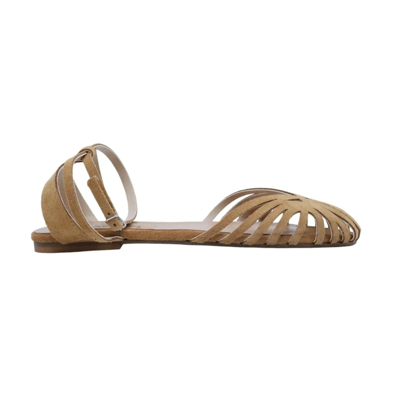 Verderosamarino 3522 sandalo donna in camoscio cognac