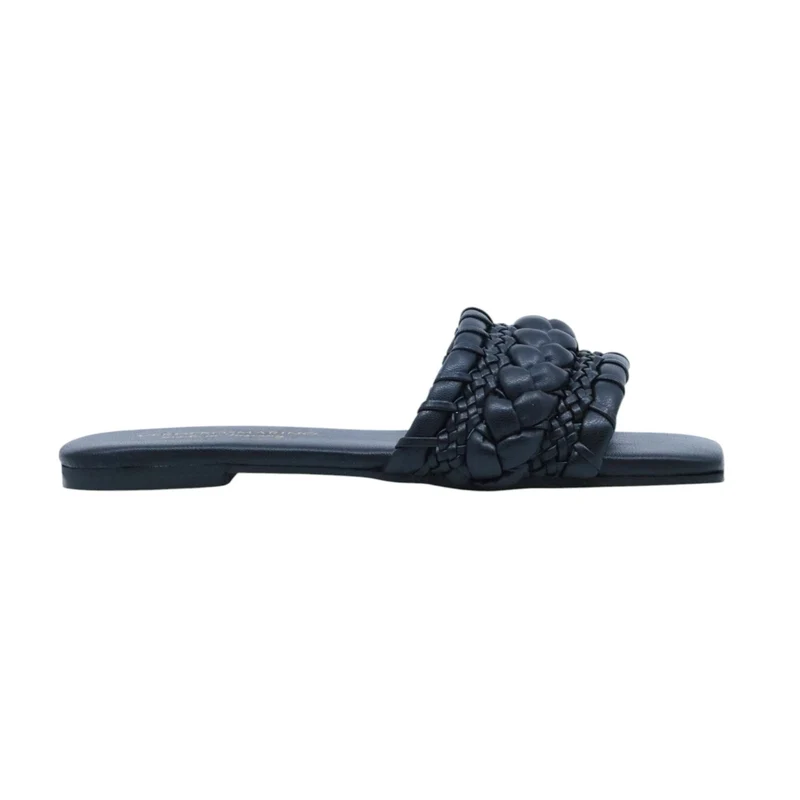 Verderosamarino 3727 ciabatta donna in pelle nera intrecciata