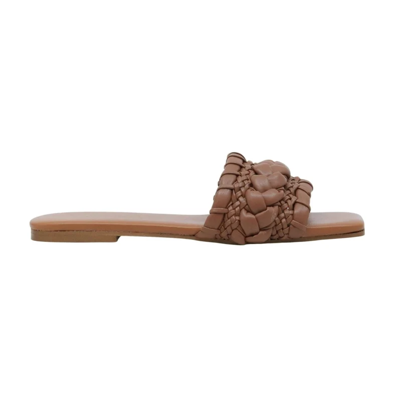 Verderosamarino 3727 ciabatta donna in pelle cuoio intrecciata
