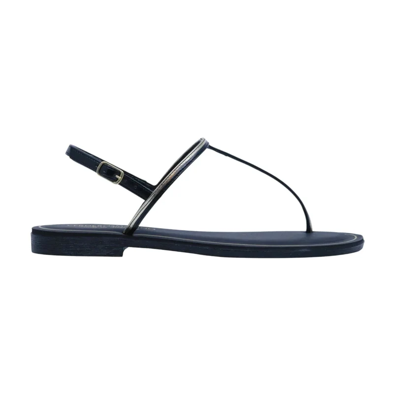 Verderosamarino 3980 sandalo infradito donna in pelle nera e platino