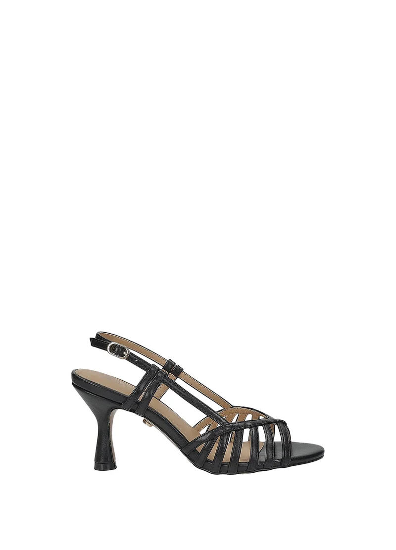 Sandali donna in PU tacco medio design lineare