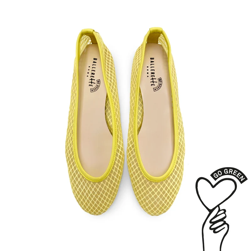 TT GO GREEN Collection - Ballerine trasparenti gialle in tessuto ECO mesh e rete